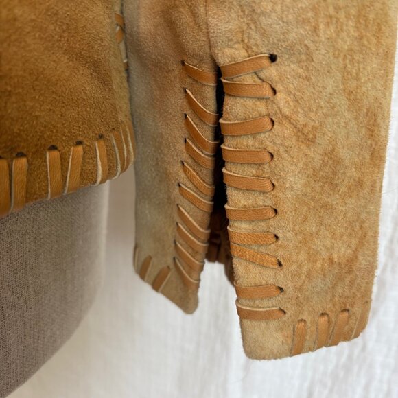 Rem Garson Vintage Camel Leather Suede Jacket Size S - Picture 3 of 9